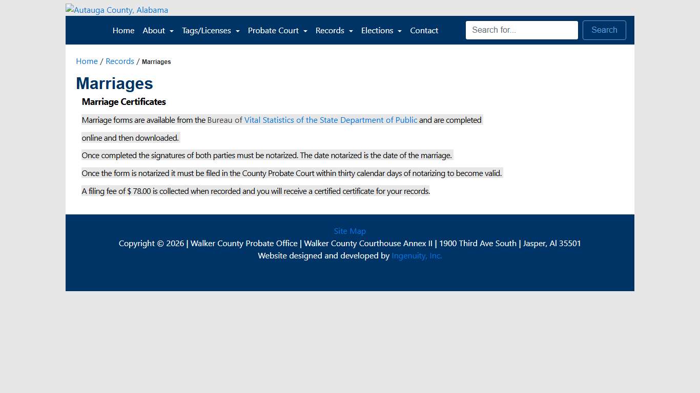 Walker County Probate: Marriages